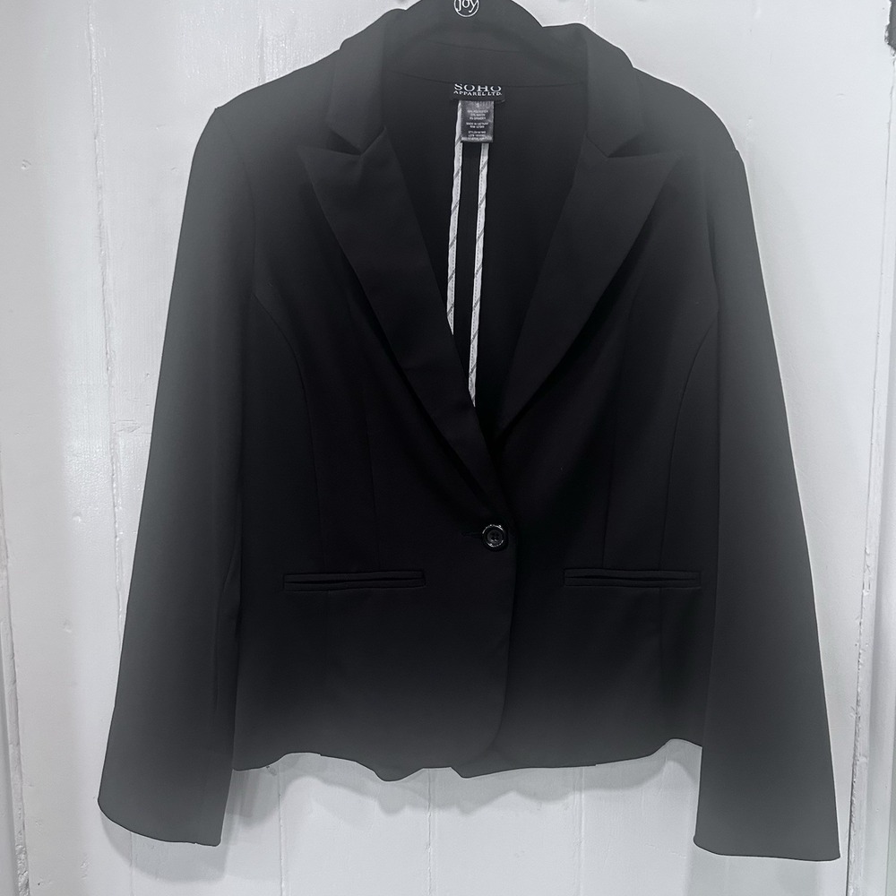 SOHO Apparel Juniors Size Small Blazer Jacket Black - 95% Polyester Stretch